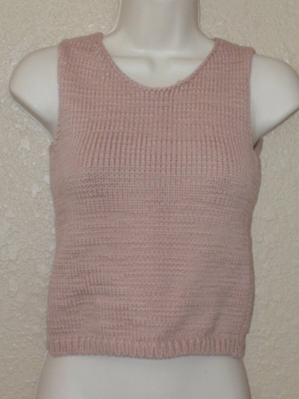 Sz S Louiza Babouryan Mauve Pink Sleeveless Knit Cropped Sweater Top